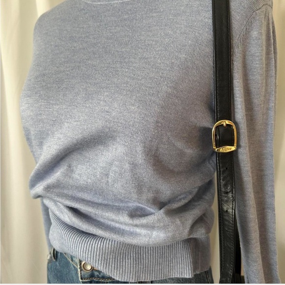 Jeanne Pierre Cashmere blend Ribbed turtleneck Sweater Blue Small. - Picture 7 of 8